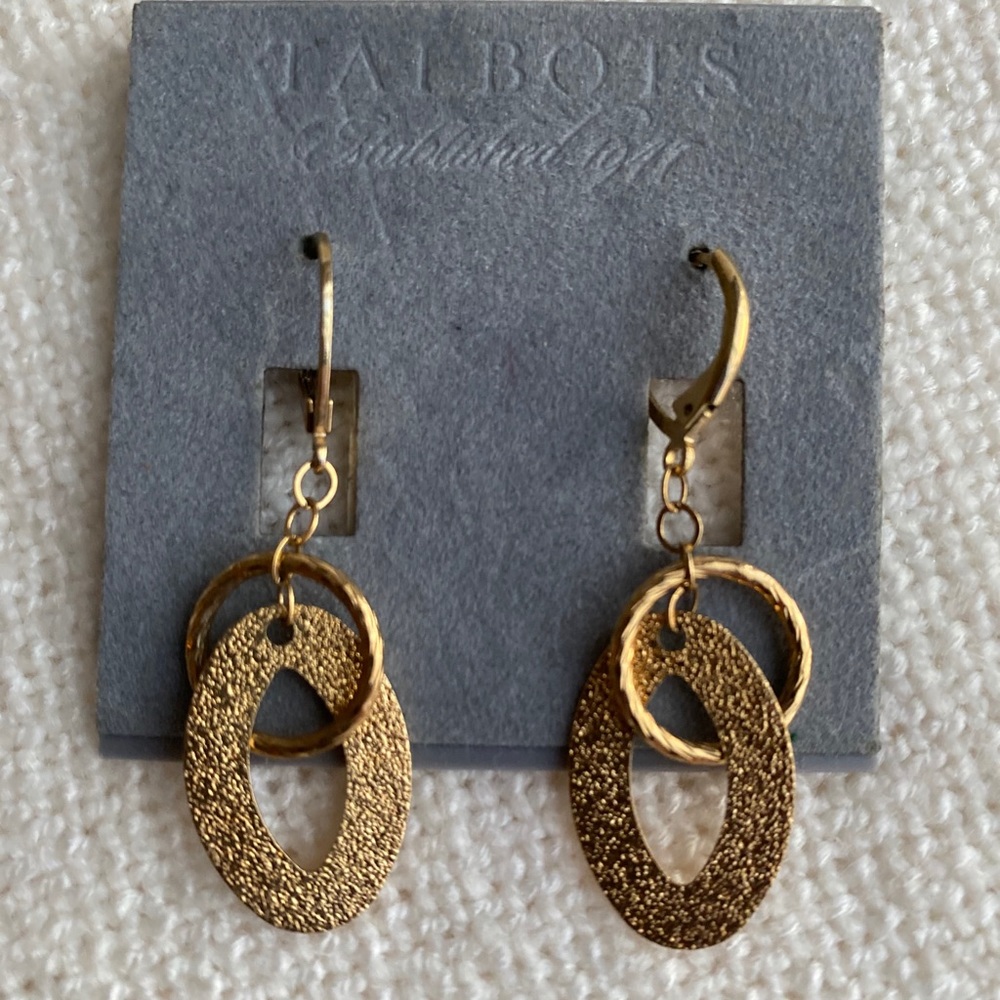 Talbots brand gold color earrings, new.